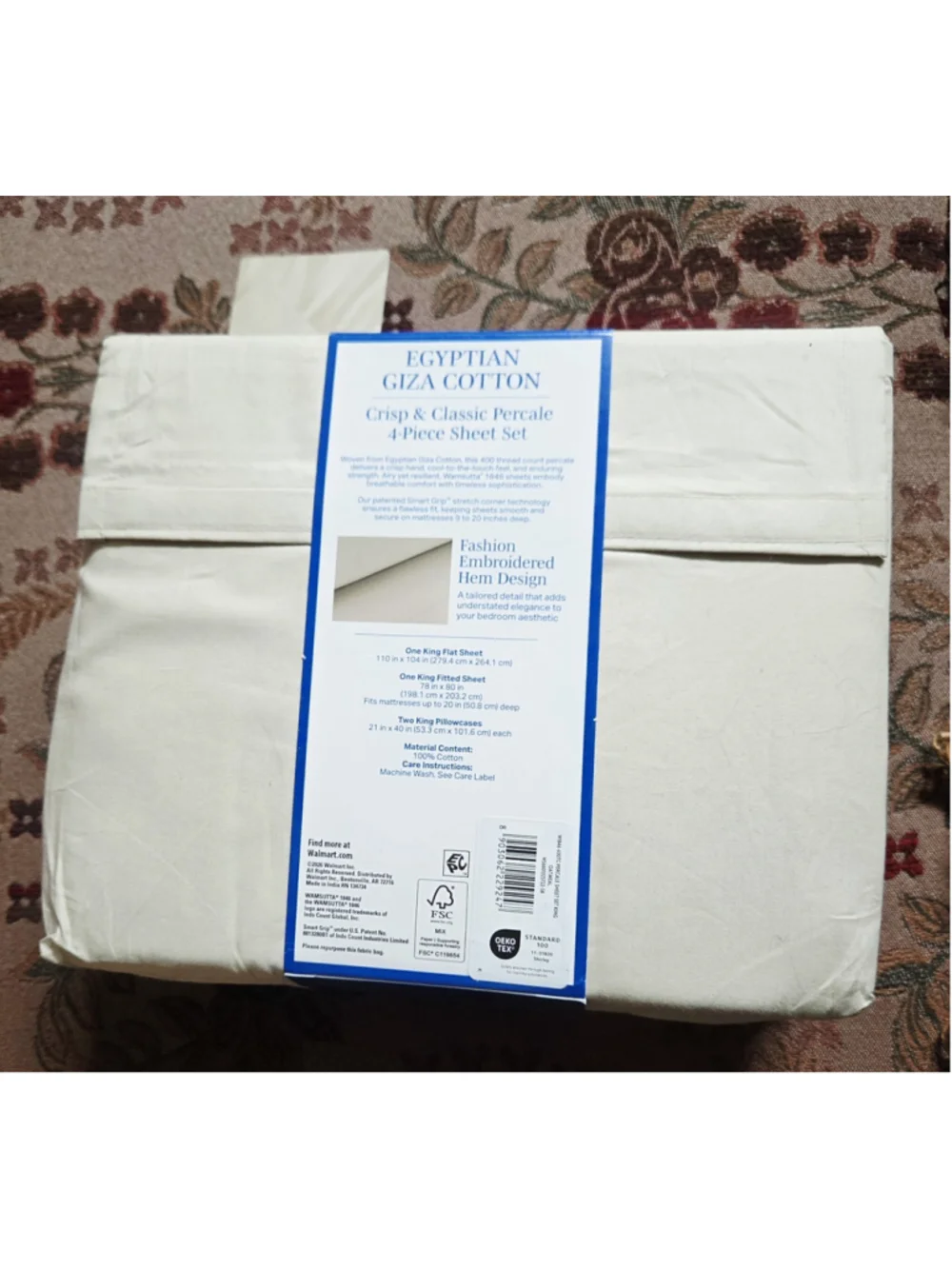 Wamsutta 1846 4-Piece 400 Thread Count Oatmeal Egyptian Cotton Sheet Set, King